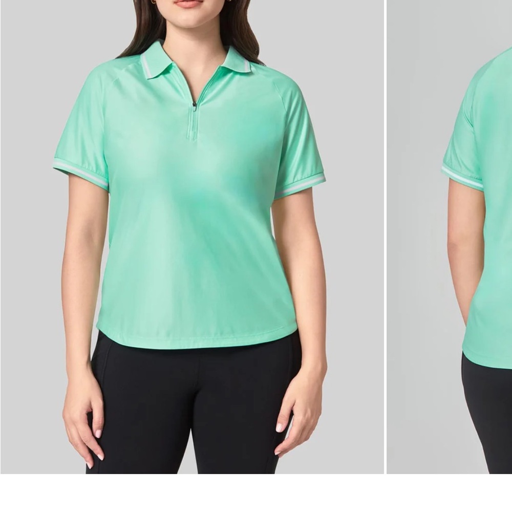 Mondetta Women's Active 1/4-Zip Short Sleeve Mesh Polo Shirt Size Medium